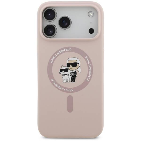 Kryt na mobil Karl Lagerfeld Liquid Silicone Karl and Choupette MagSafe na Apple iPhone 17 Pro Max ružový

