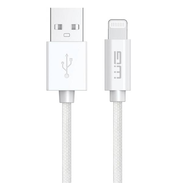 Kábel WG Lightning / USB-A, 20 cm, oplétaný biely

