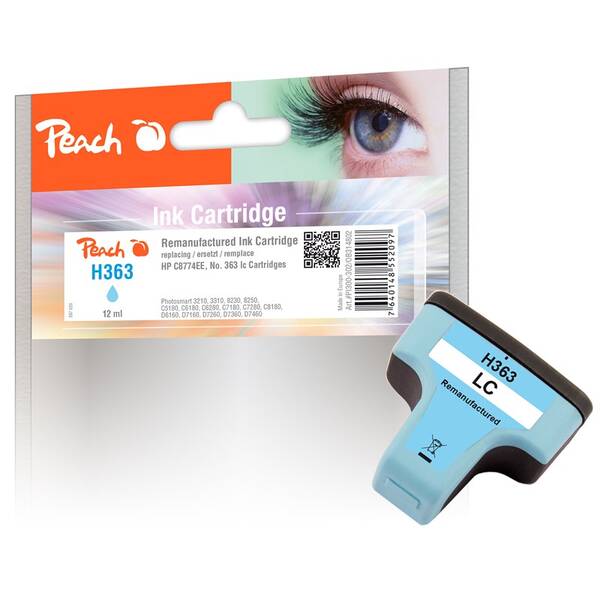 Cartridge Peach HP 363, 12 ml - svetlo azúrová 

