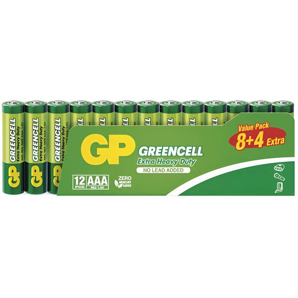 Batéria zinkochloridová GP Greencell AAA (R03), 12 ks 

