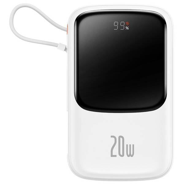 Powerbank Baseus Qpow Pro 10000mAh, 20W, s káblom Lightning biely

