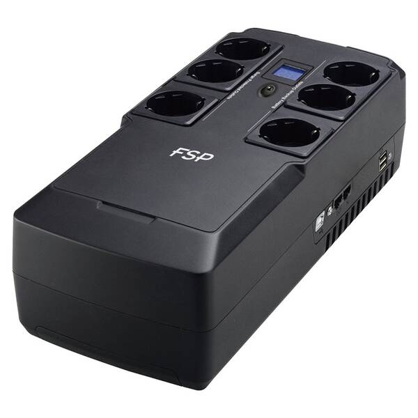 Záložný zdroj FSP NanoFit 800, 800VA/480W, 2xUSB power, LCD, RJ45, offline čierny

