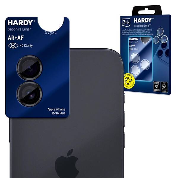 Ochranné sklo šošovky fotoaparátu 3mk HARDY Sapphire Lens safírové na Apple iPhone 16/16 plus/17 čierne

