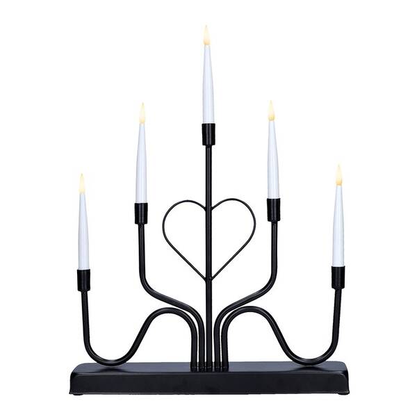 LED dekorácie Solight kovový svietnik, 5x LED, čierny, 40cm 

