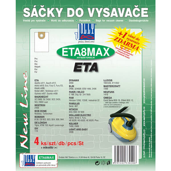 Vrecká pre vysávače Jolly MAX ETA 8 (4 ks) 

