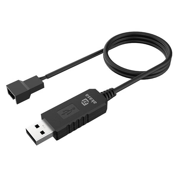 Adaptér AKASA USB to 3-Pin/4-Pin, 5V/12V  PC Fan čierny

