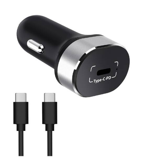 Adaptér do auta WG 1xUSB-C PD 18W + USB-C kabel čierny

