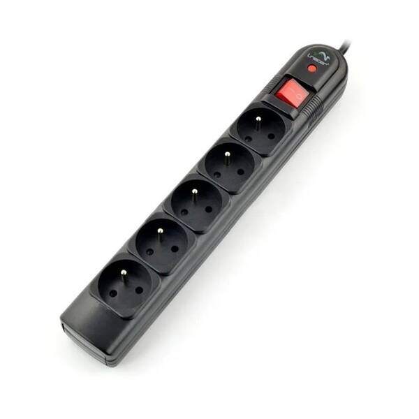 Prepäťová ochrana Tracer PowerGuard, 5x zásuvka, 1,8 m čierna

