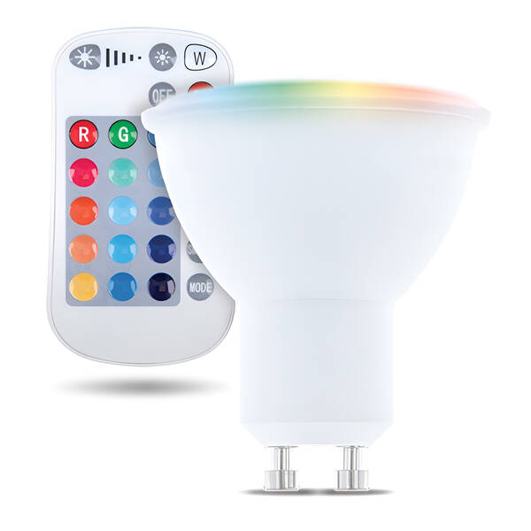 LED žiarovka Forever bodová, GU10 RGB 5W s diaľkovým ovládaním 

