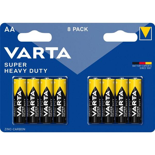 Batérie zinkovo-uhlíková Varta Super Heavy Duty AA, R6P, blister 8ks 


