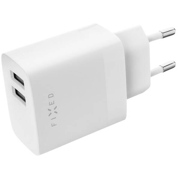 Nabíjačka do siete FIXED 17W Smart Rapid Charge, 2x USB + USB-C kábel 1m biela

