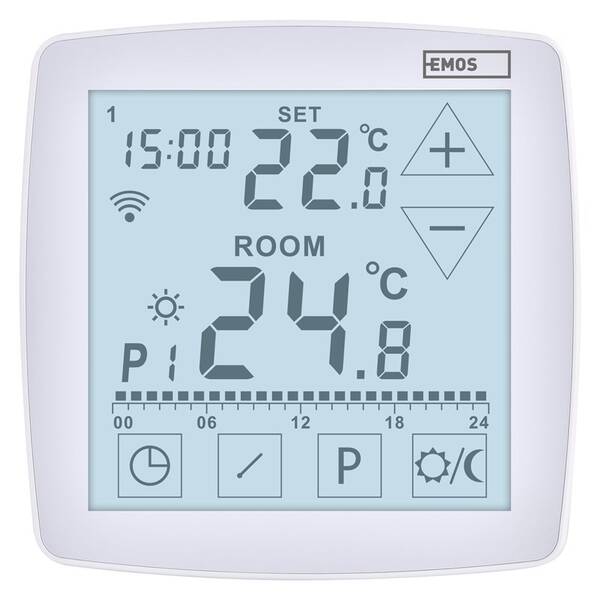 Termostat EMOS GoSmart, podlahový, programovateľný, drôtový, WiFi biely

