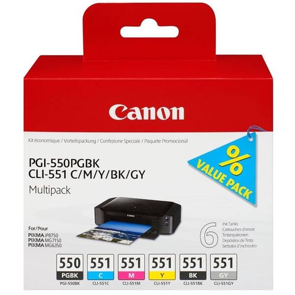 Cartridge Canon PGI-550 + CLI-551 Multi Pack, 319 strán, CMYK 


