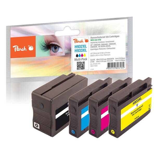 Cartridge Peach HP 932XL/933XL, MultiPack, 1x42 ml, 3x 14 ml - CMYK 

