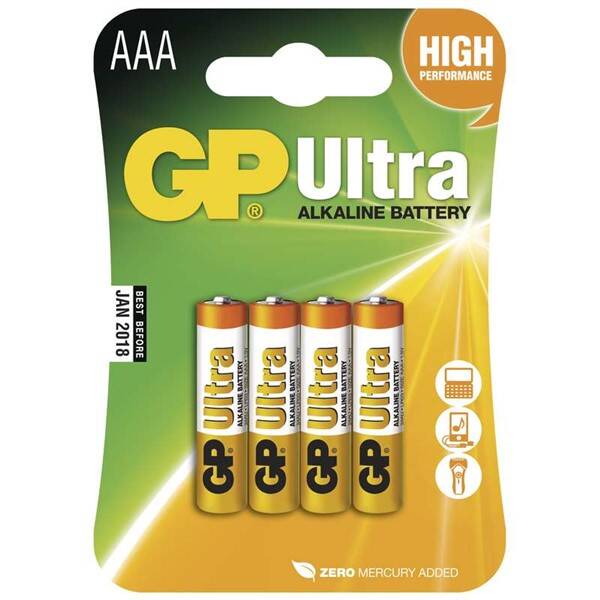 Batéria alkalická GP Ultra AAA, LR03, blister 4ks 

