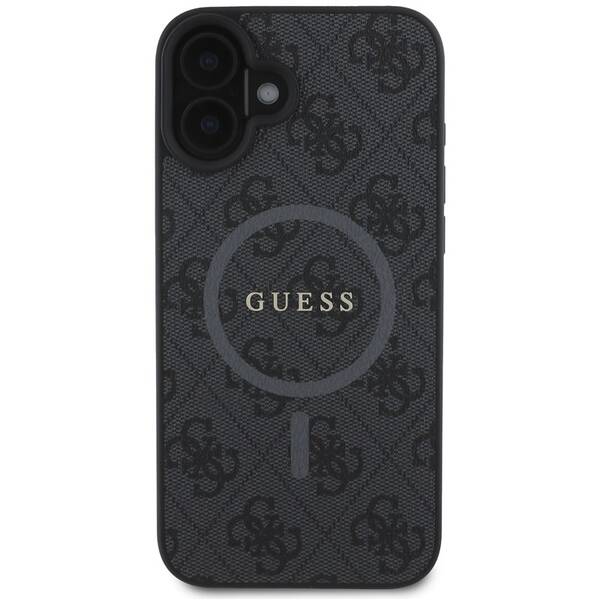 Kryt na mobil Guess PU Leather 4G Colored Ring MagSafe na Apple iPhone 16 čierny

