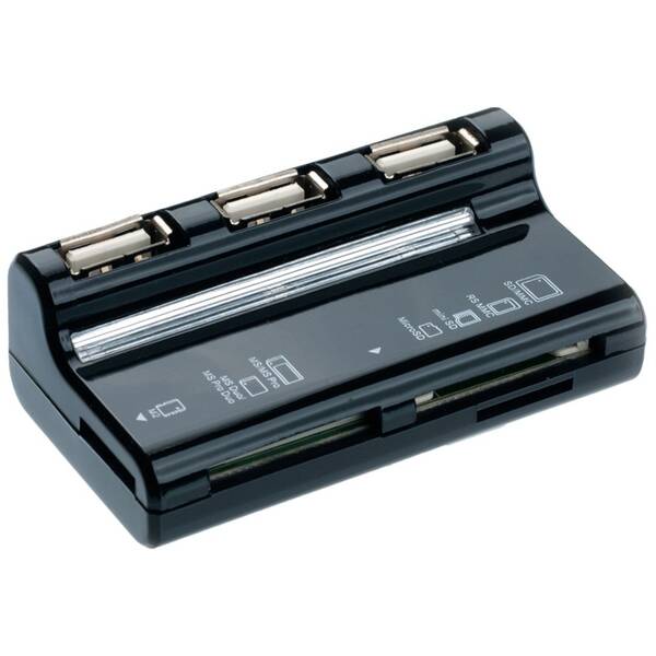 Čítačka pamäťových kariet Connect IT Hub Combo, microSD + SD + 3x USB 2.0 čierna

