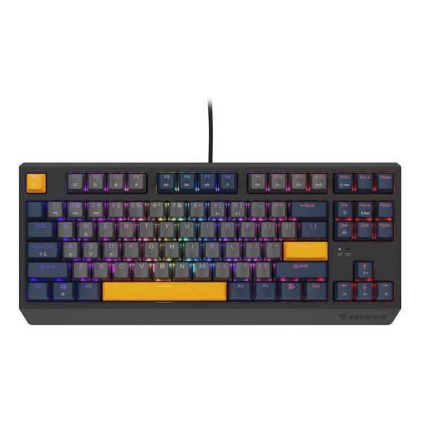 Klávesnica Genesis THOR 230, TKL, RGB, Outemu Panda, US layout, šedo-modrá, čierna 

