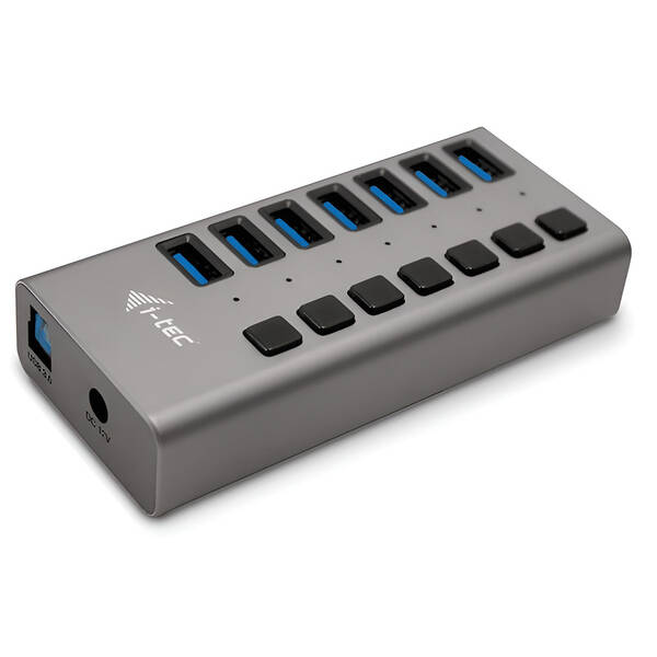 USB Hub i-tec 7x USB 3.0, 36W strieborný

