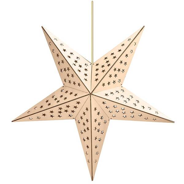 LED dekorácie Solight drevená vianočná hviezda, závesná, časovač, 20x LED, 65cm, 2x AA 

