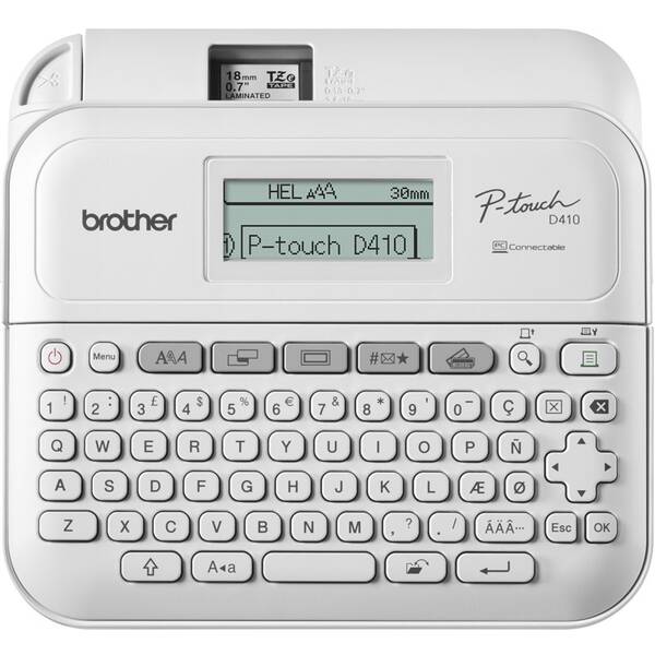 Tlačiareň štítkov Brother PT-D410Y biela

