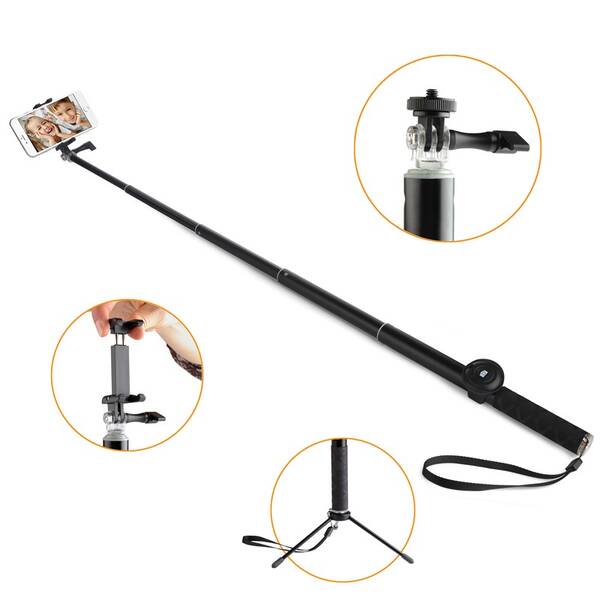 Selfie tyč GoGEN 4 teleskopická, bluetooth čierna

