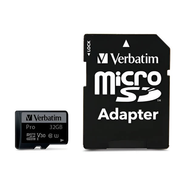 Pamäťová karta Verbatim microSDHC 32GB UHS-I V30 U3 (90R/45W) + adaptér 

