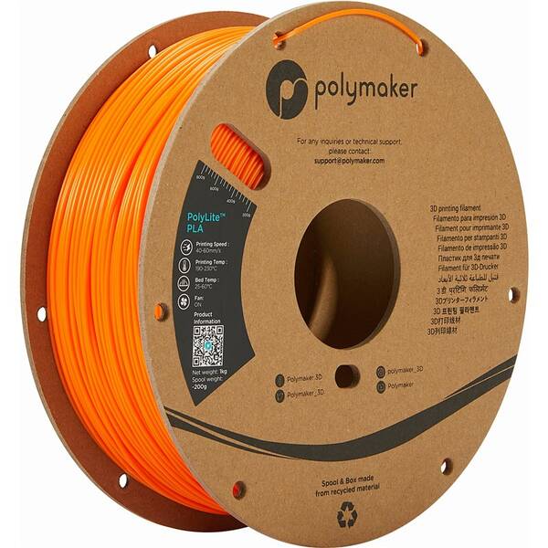 Tlačová struna (filament) Polymaker PolyLite PLA, 1,75 mm, 1 kg oranžový

