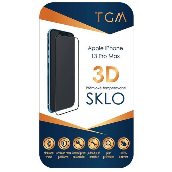 Tvrdené sklo TGM 3D na Apple iPhone 13 Pro Max čierne

