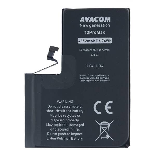 Batéria Avacom na Apple iPhone 13 Pro Max, Li-Ion 3,85V 4352mAh (náhrada A2653) čierna

