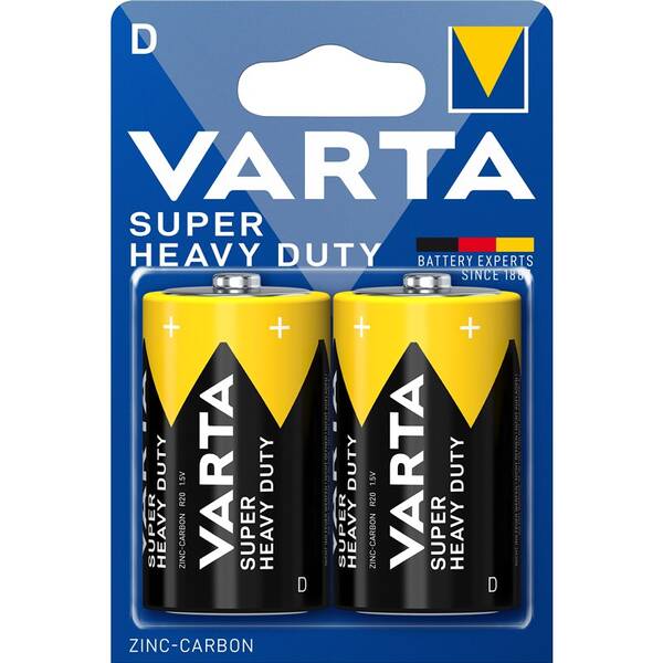 Batérie zinkovo-uhlíková Varta Super Heavy Duty D, R20, blister 2ks 


