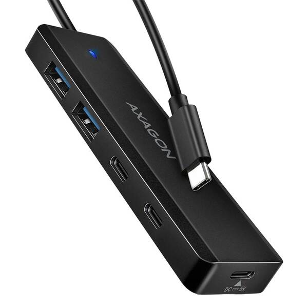 USB Hub Axagon Travel USB-C, 2x USB-A + 2x USB-C čierny

