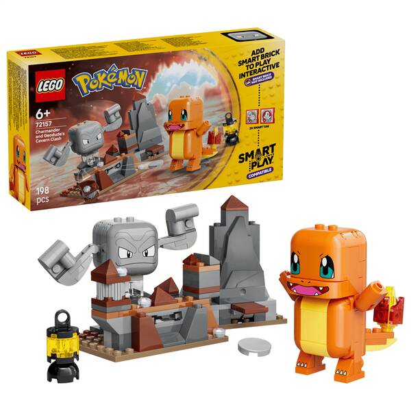 Stavebnica LEGO® Pokémon™ 72157 SMART Play™: Charmander a Geodude – jaskynný súboj 

