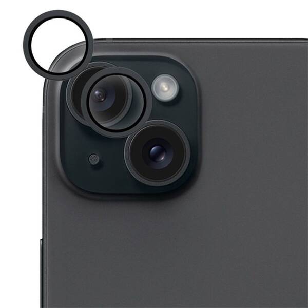 Ochranné sklo šošovky fotoaparátu Epico Aluminium Lens Protector na Apple iPhone 15/15 Plus čierne

