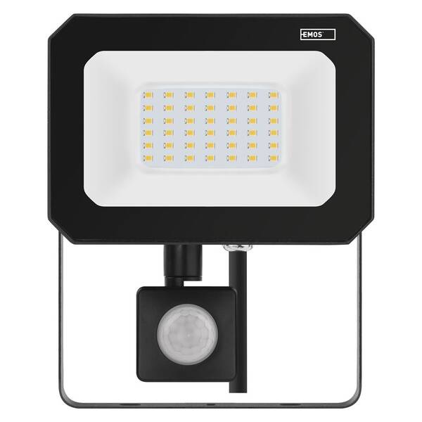 Reflektor EMOS SIMPO 30W 3000LM IP44 NW PIR čierny

