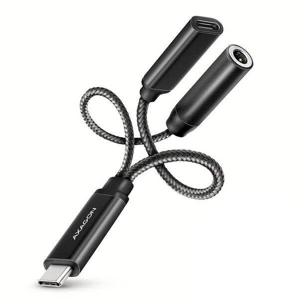 Adaptér Axagon USB-C/3.5mm jack, Hi-Res DAC audio PD 60W čierny

