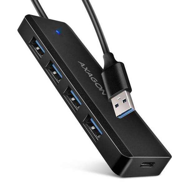 USB Hub Axagon 4x USB/USB-C, kábel USB-A 19cm čierny

