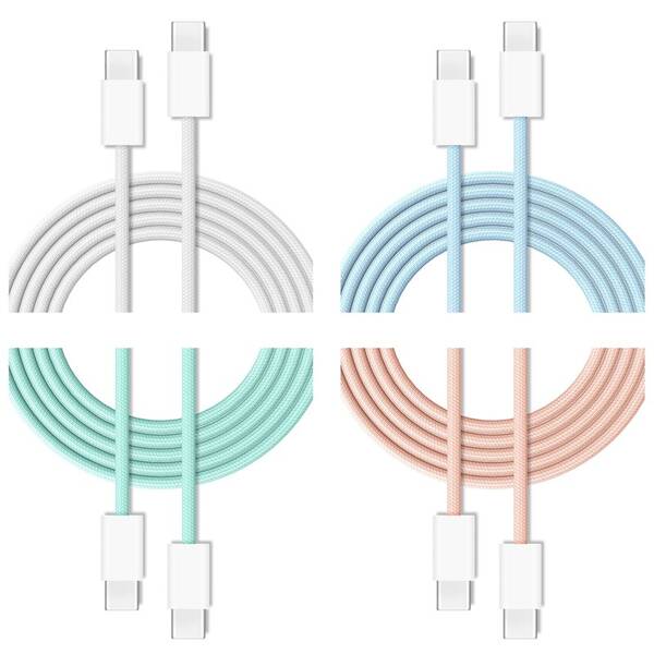 Kábel Cubenest USB-C/USB-C, 60W, 1m, 4 ks biely/modrý/zelený/ružový

