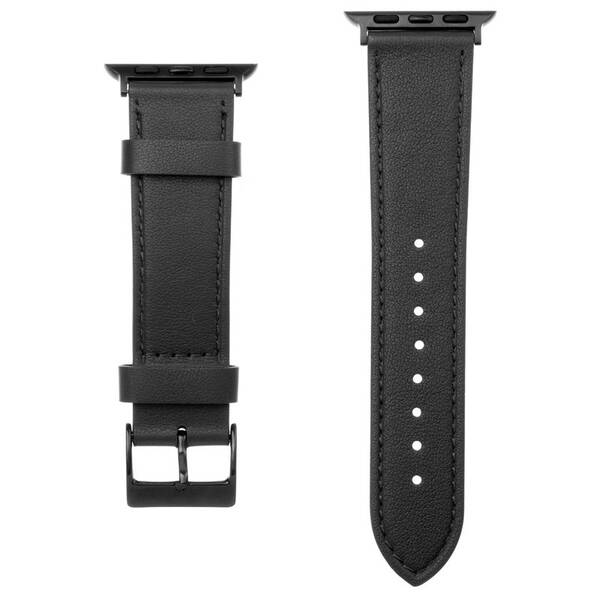 Remienok FIXED Leather Strap na Apple Watch 42/44/45/49 mm čierny

