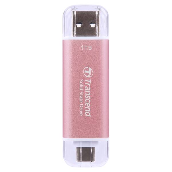 SSD externý Transcend ESD310C 1TB, USB-A/USB-C ružový

