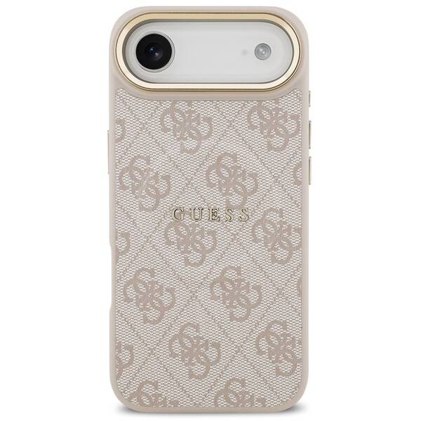 Kryt na mobil Guess PU Leather 4G Gold Frame MagSafe na Apple iPhone Air ružový

