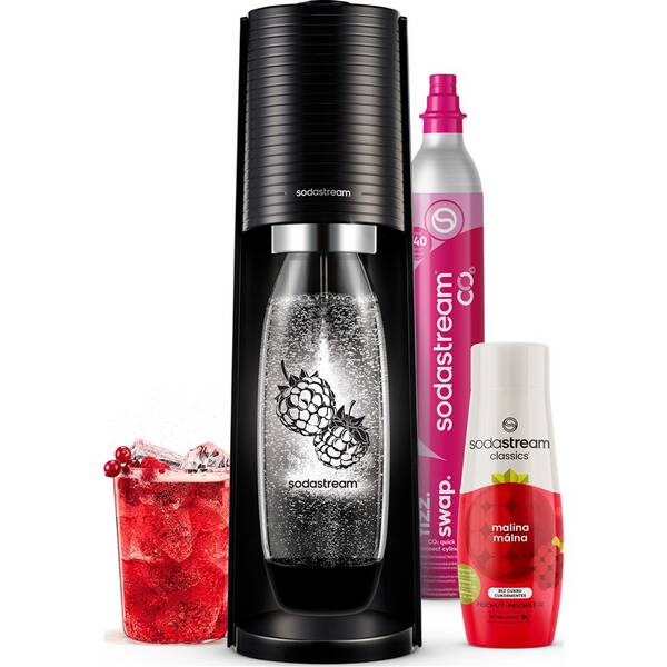 Výrobník sódovej vody SodaStream TERRA Black Malina Zero Mpack čierny


