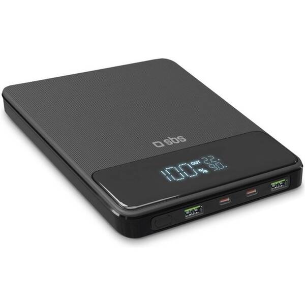 Powerbank SBS Slim 2x USB-A/2x USB-C, PD, 100 W, 20000 mAh čierna

