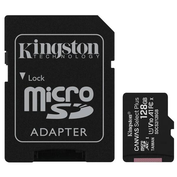 Pamäťová karta Kingston MicroSDXC 128GB UHS-I U1 (100R/10W) + adapter 

