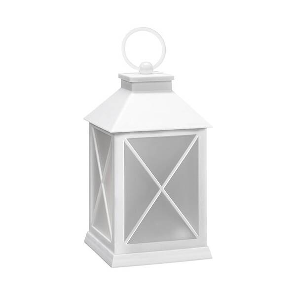 LED dekorácie Solight vianočný lampáš biely, 20cm, časovač, 2x AA 

