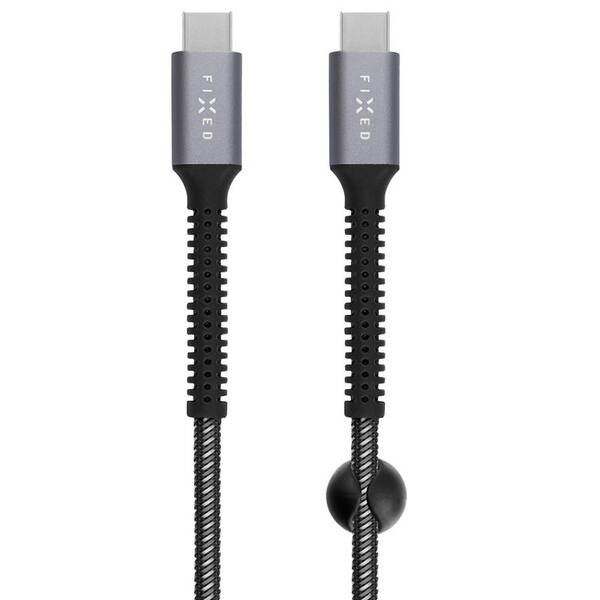 Kábel FIXED Armor USB-C/USB-C, PD, 240 W, 2 m sivý

