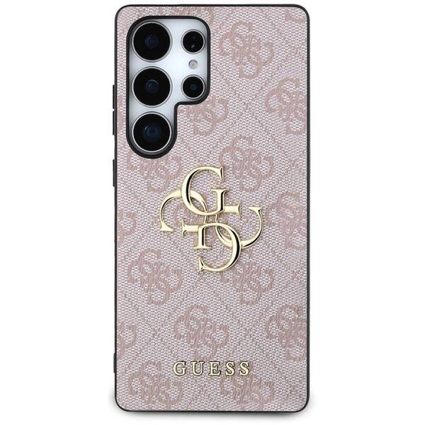 Kryt na mobil Guess PU 4G Metal Logo na Samsung Galaxy S25 Ultra ružový

