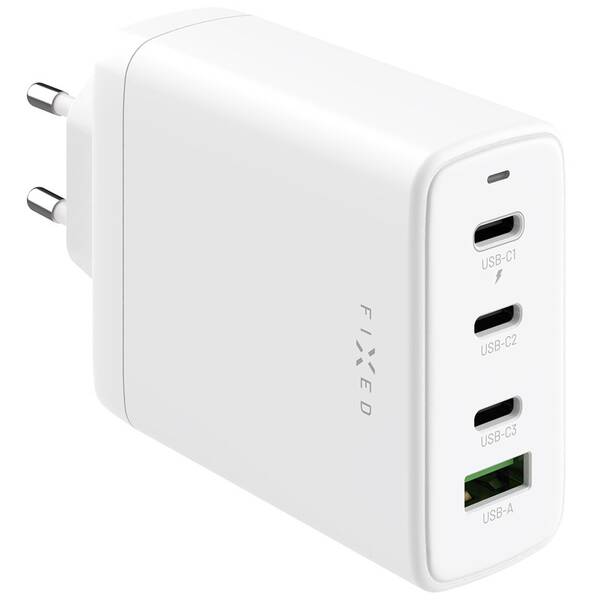 Nabíjačka do siete FIXED GaN, 3xUSB-C, 1xUSB-A, PD 3.0, 120W biela

