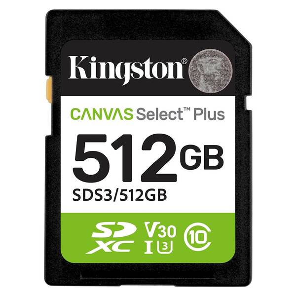 Pamäťová karta Kingston Canvas Select Plus SDXC 512GB UHS-I U3 (R150) čierna

