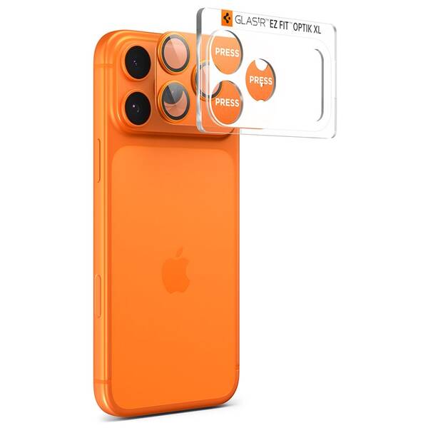 Ochranné sklo šošovky fotoaparátu Spigen tR EZ Fit Optik Pro XL na Apple iPhone 17 Pro oranžové

